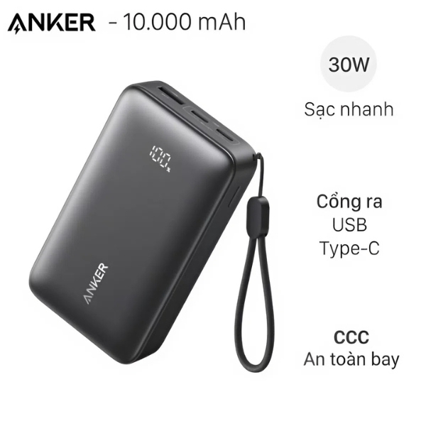 Pin sac du phong Anker Zolo 30W dung luong 10000mAh cong nghe LiFePO4