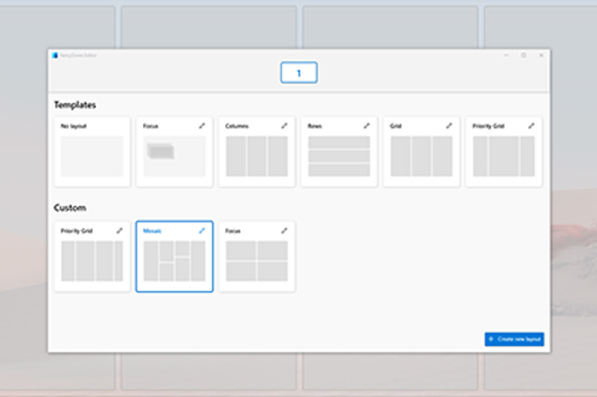 PowerToys FancyZones window management layout