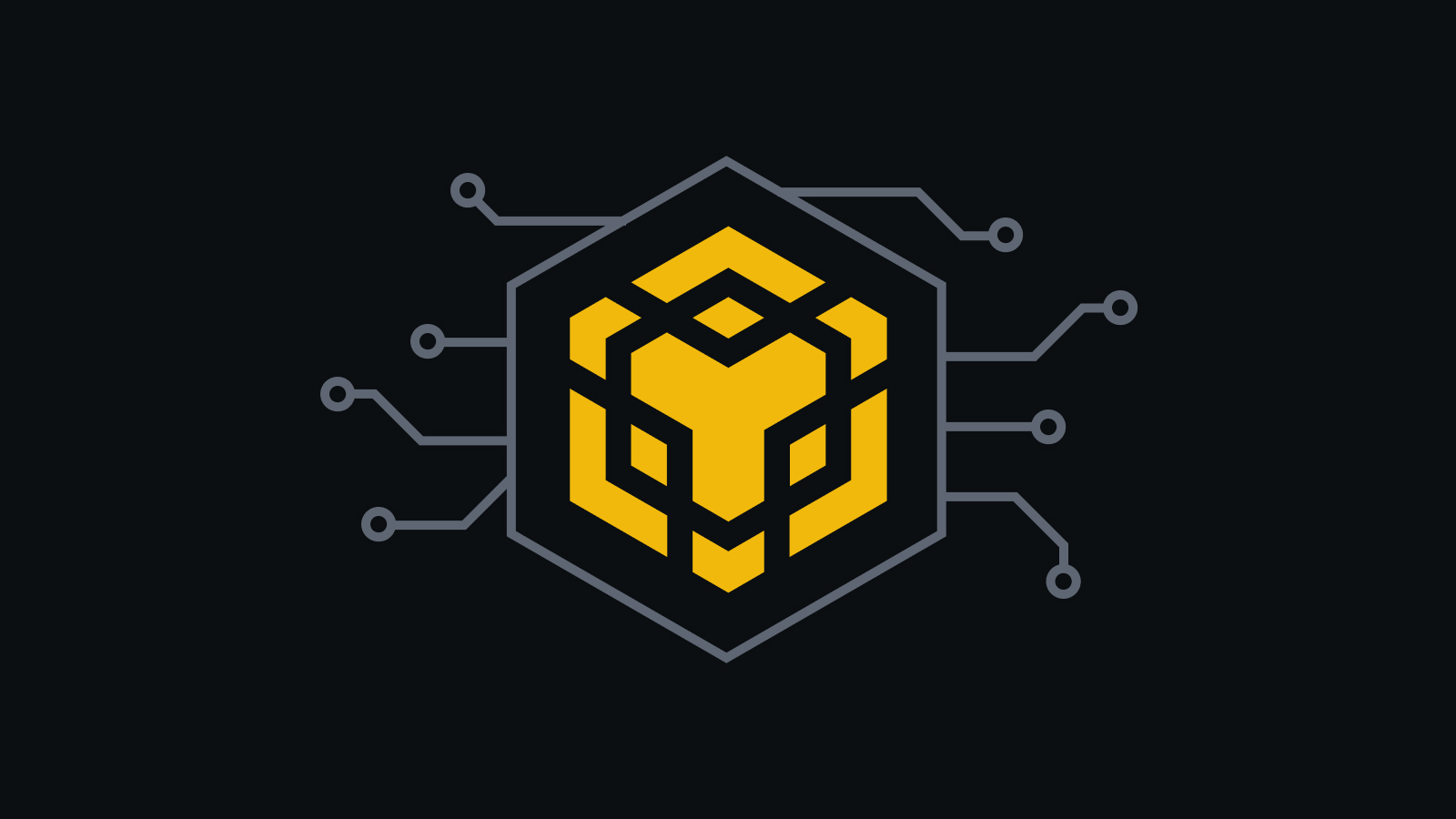 Logo Binance trên nền circuit board công nghệ