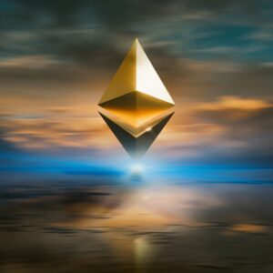 Ethereum blockchain network visualization with nodes and transactions