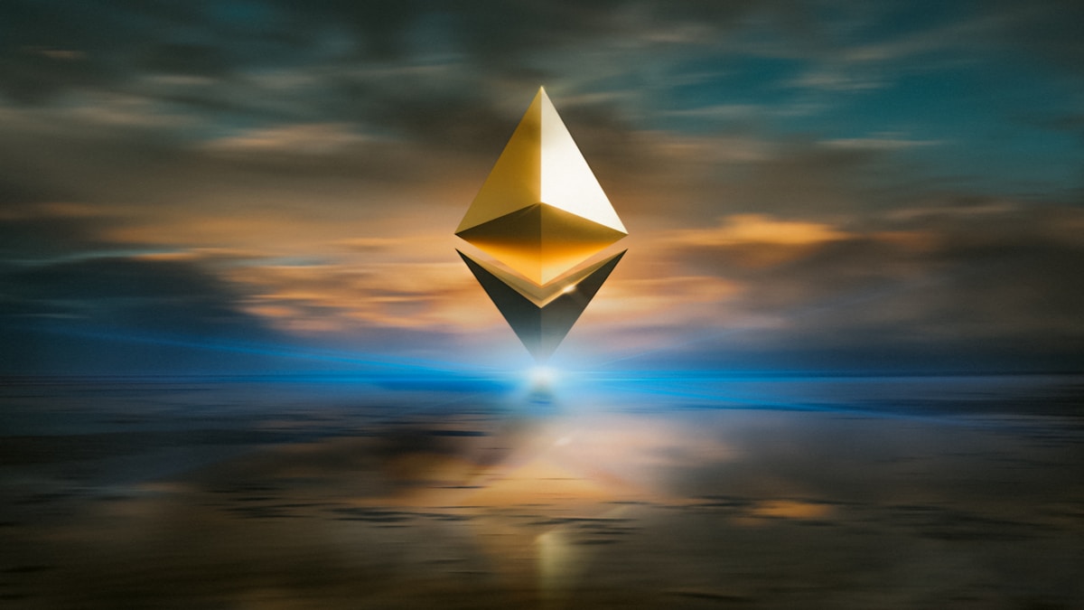 Ethereum blockchain network visualization with nodes and transactions