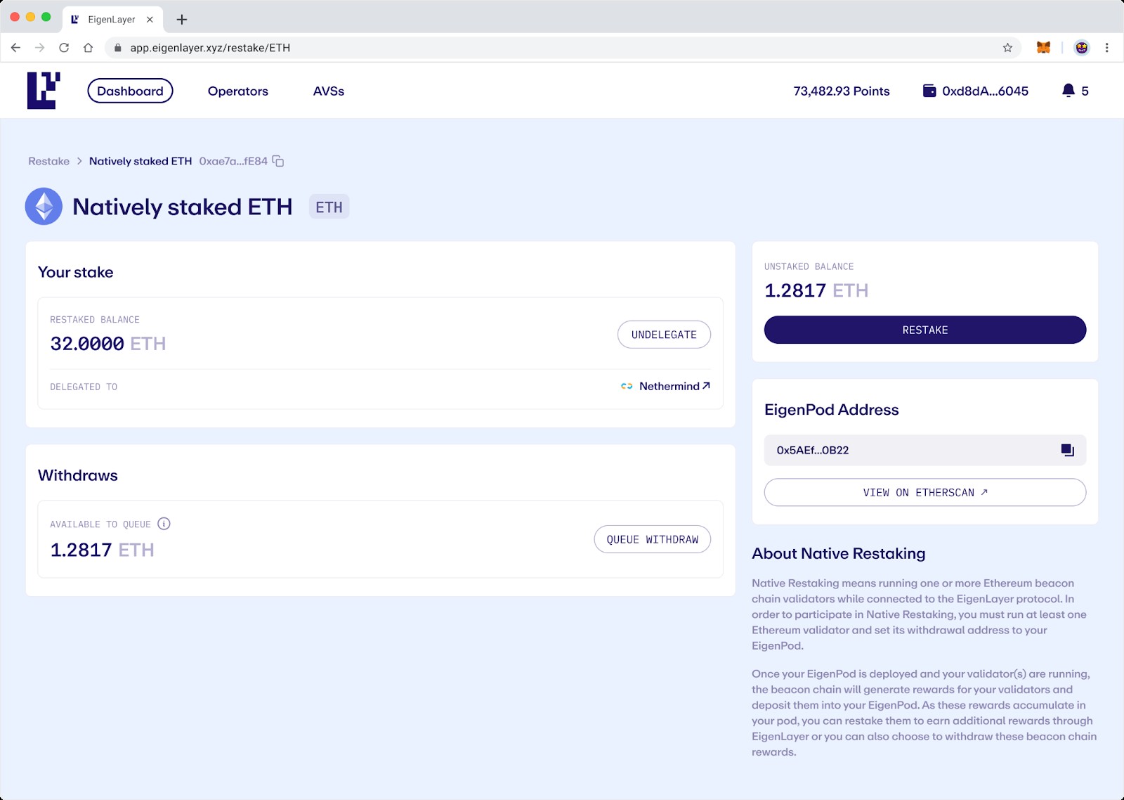 Sơ đồ kiến trúc EigenLayer cho thấy ETH được restake từ Ethereum L1 sang các dịch vụ như bridge, oracle, data availability