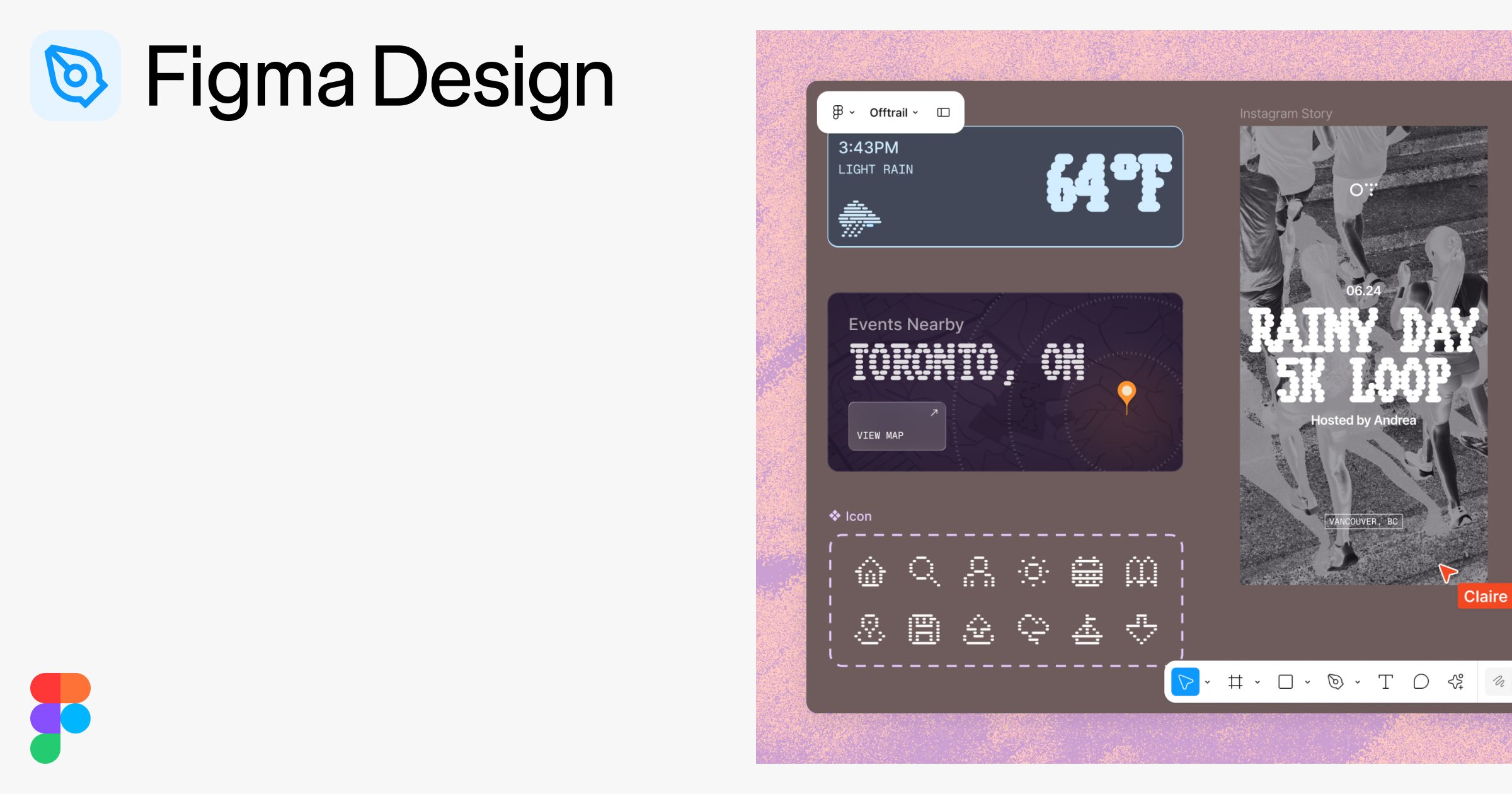 Man hinh thiet ke UI tren Figma voi cac component widget va icon