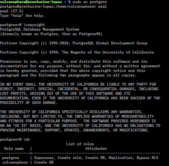 Giao diện psql CLI của PostgreSQL cơ sở dữ liệu cốt lõi của Supabase