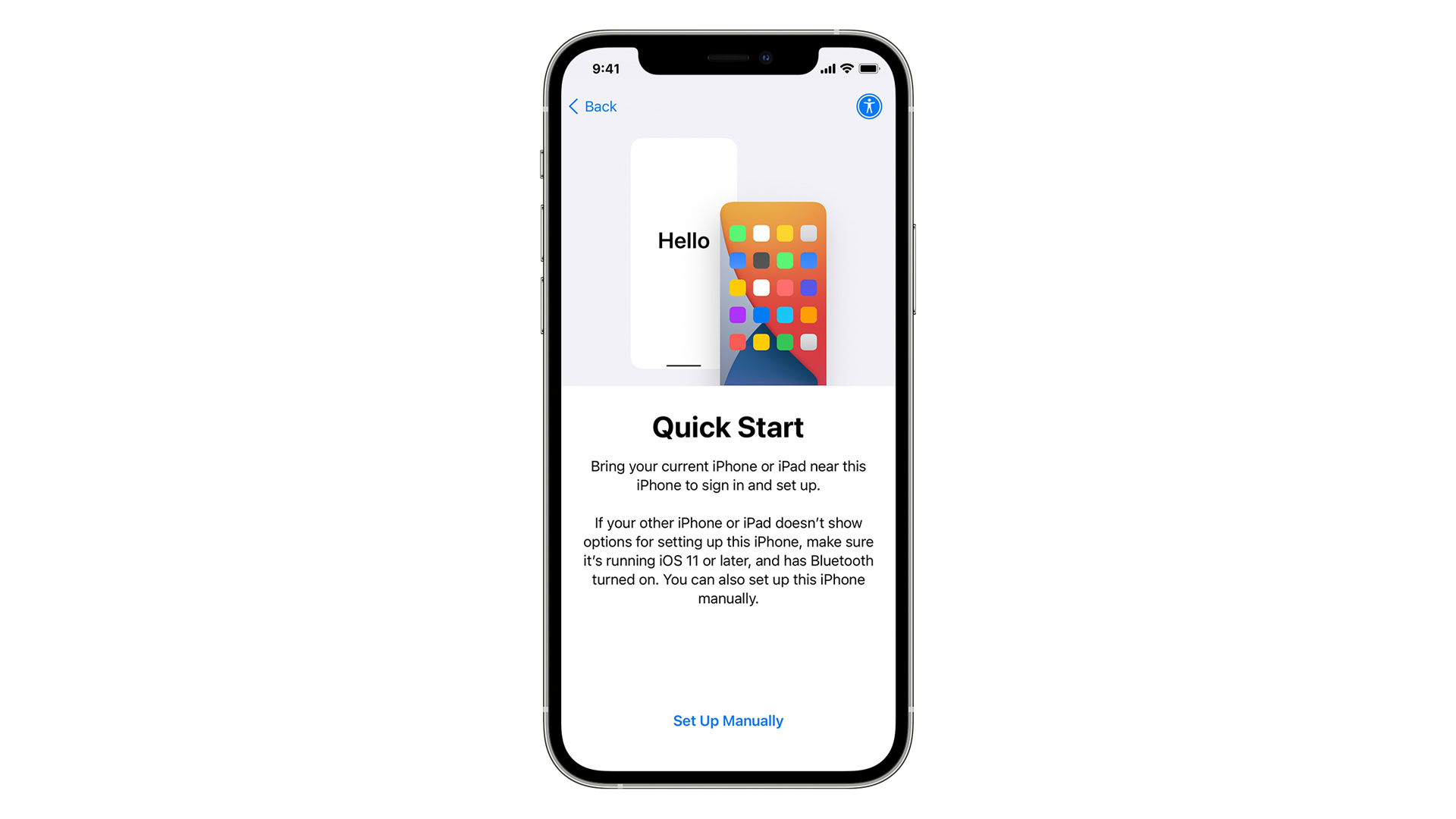 Màn hình Quick Start trên iPhone giúp chuyển dữ liệu sang máy mới