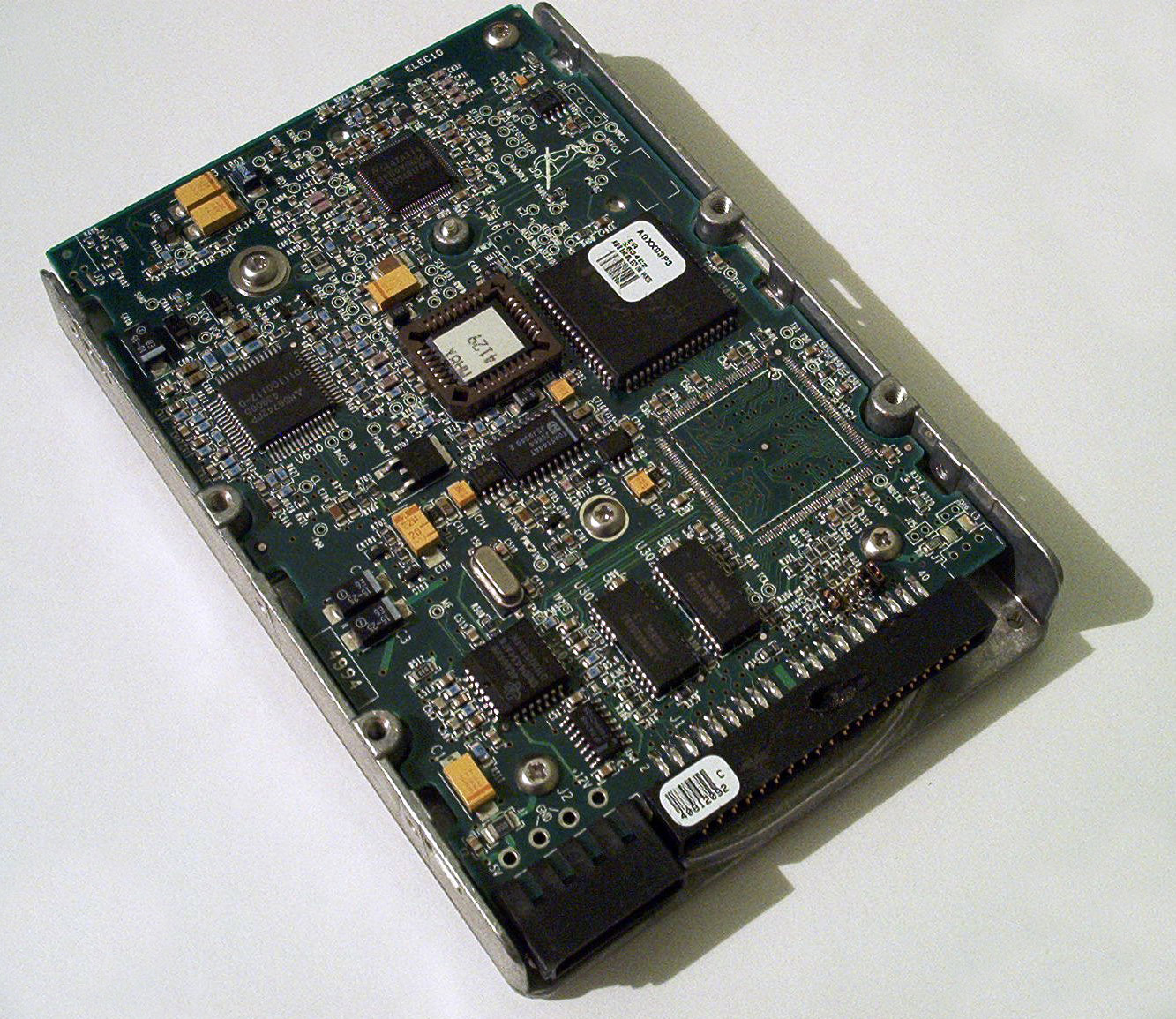 Hard drive bottom view showing SATA and power connectors