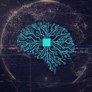 Mạng thần kinh nhân tạo với chip vi xử lý minh họa mô hình AI mã nguồn mở
