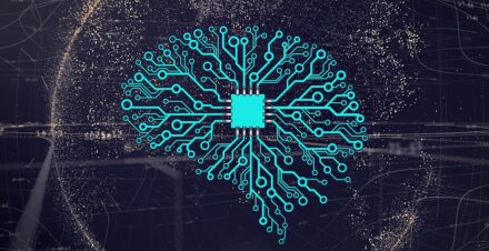 Mạng thần kinh nhân tạo với chip vi xử lý minh họa mô hình AI mã nguồn mở
