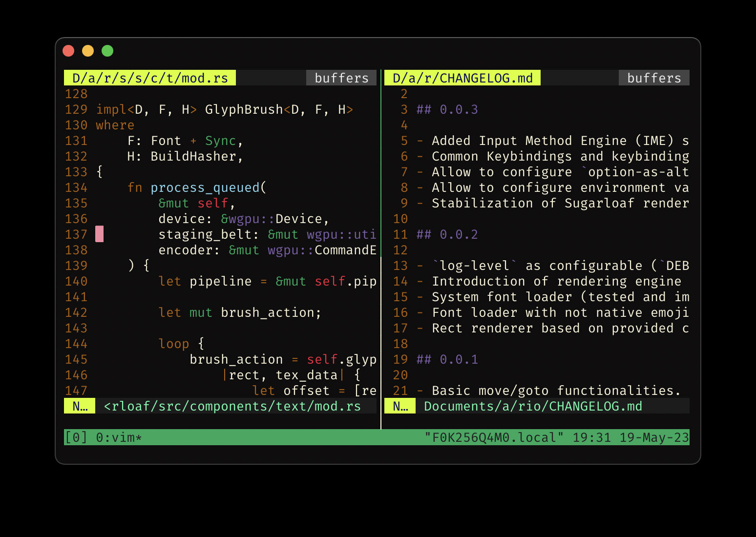 Demo tmux với nhiều pane hoạt động cùng lúc