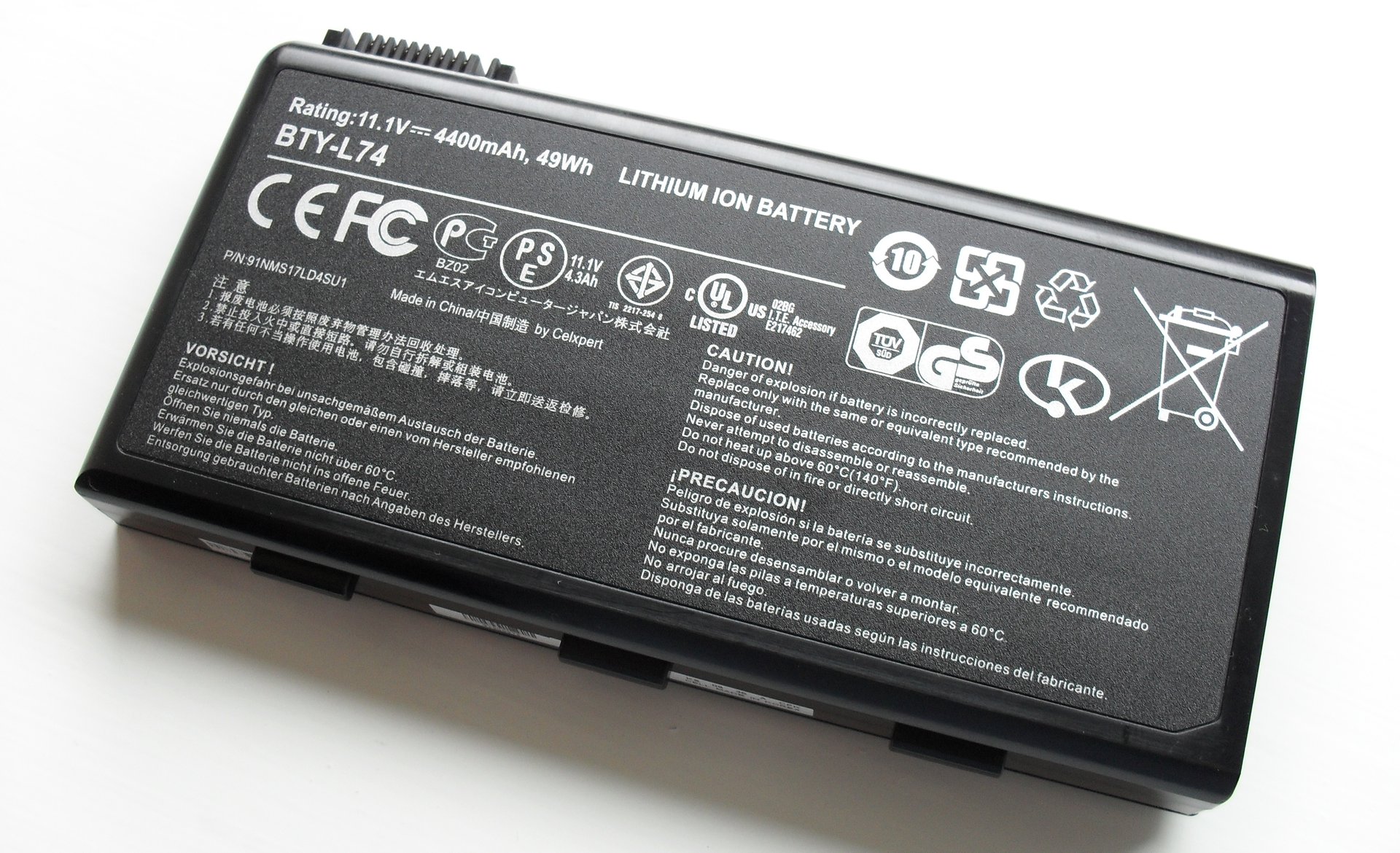 Pin lithium-ion dạng khối từ laptop máy tính