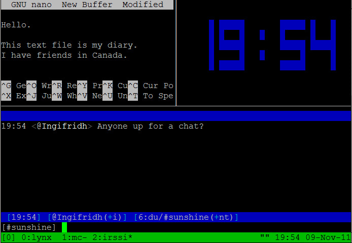 Giao diện tmux terminal multiplexer