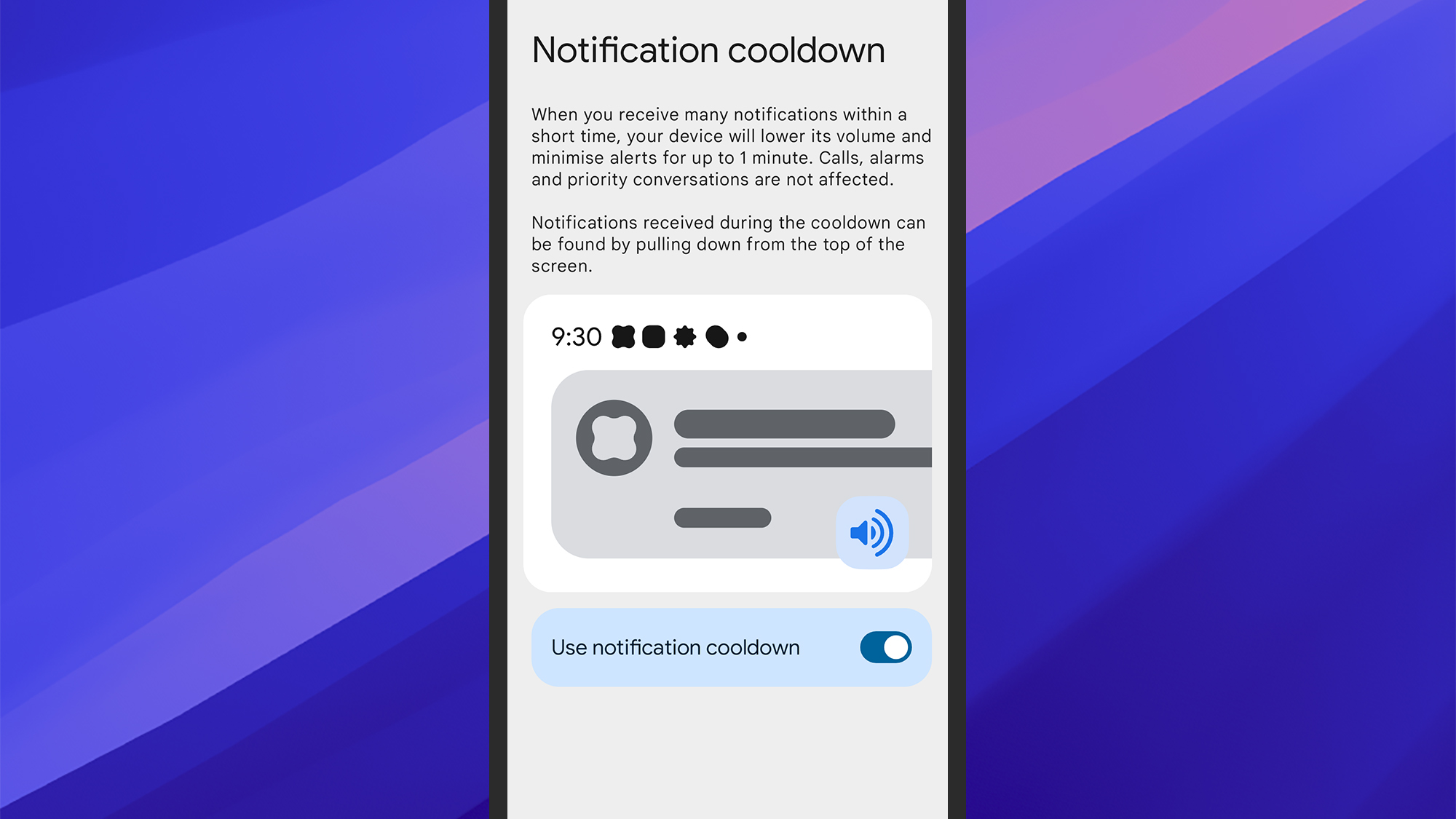 Màn hình Android cài đặt Notification Cooldown từ bài TechRadar về quản lý thông báo Pixel