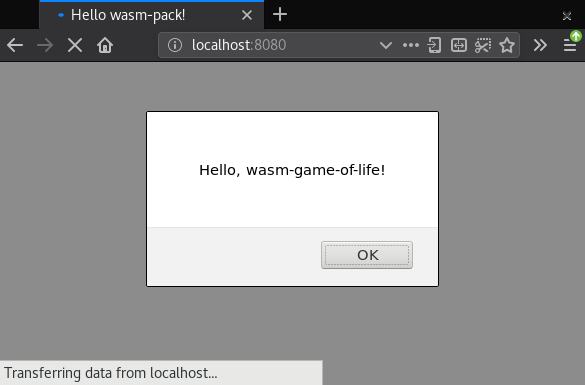 Ứng dụng Rust wasm-pack chạy trong trình duyệt hiển thị thông báo Hello