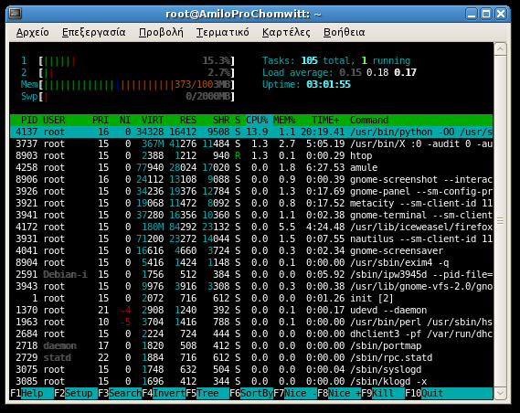 htop system monitoring terminal