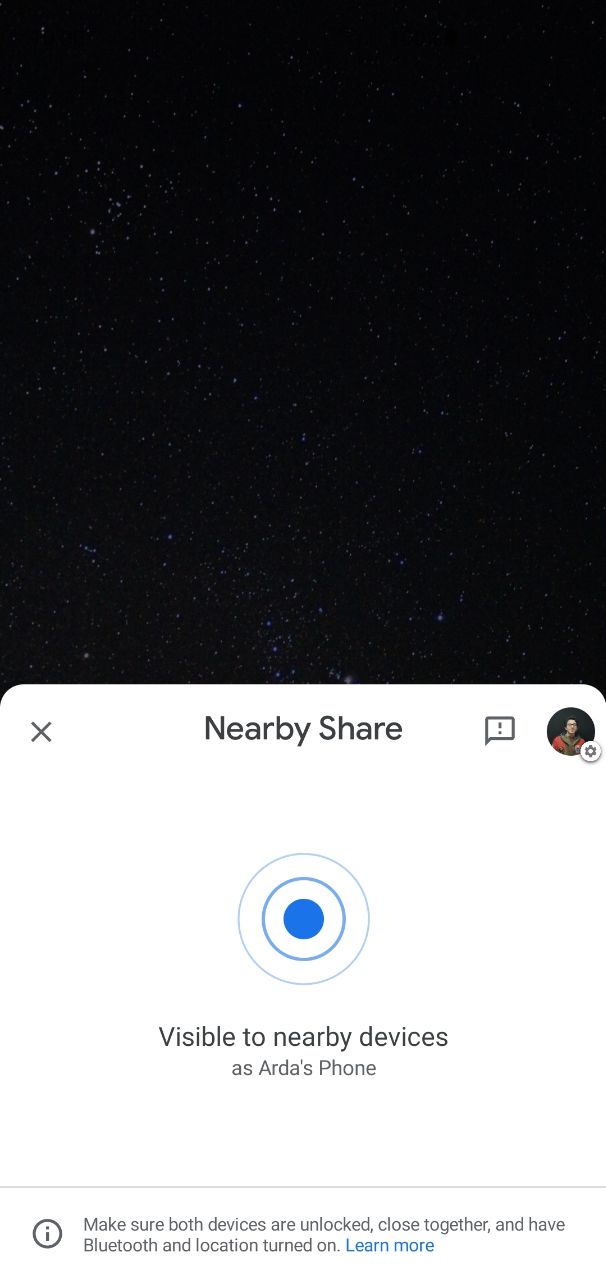 Màn hình Nearby Share trên Android 10