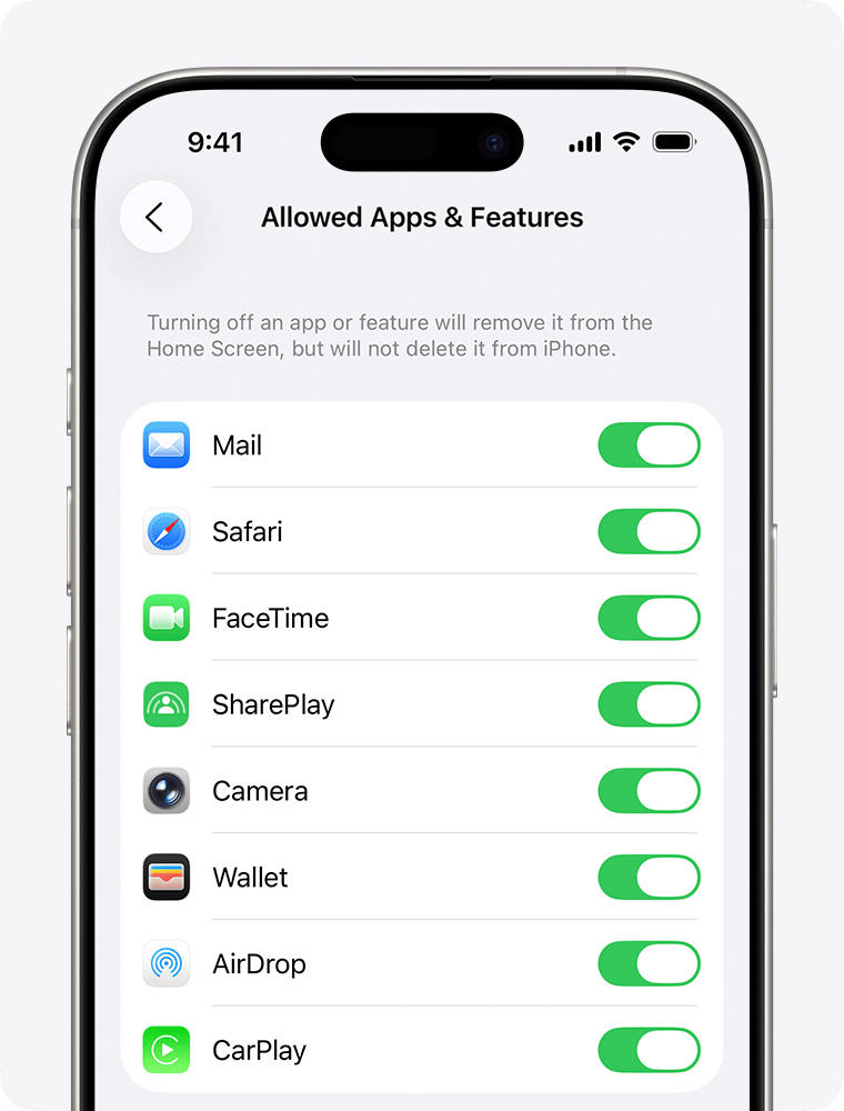 Man hinh Screen Time tren iPhone danh sach Allowed Apps cho cha mẹ bat tat tung ung dung
