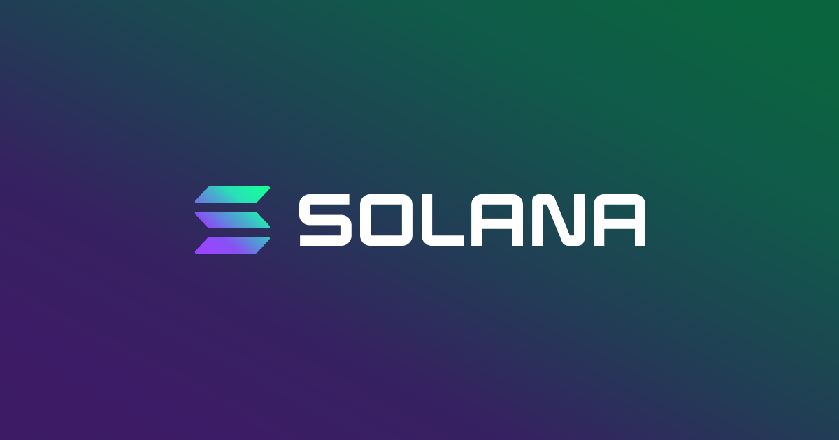 Logo Solana trên nền gradient tím xanh