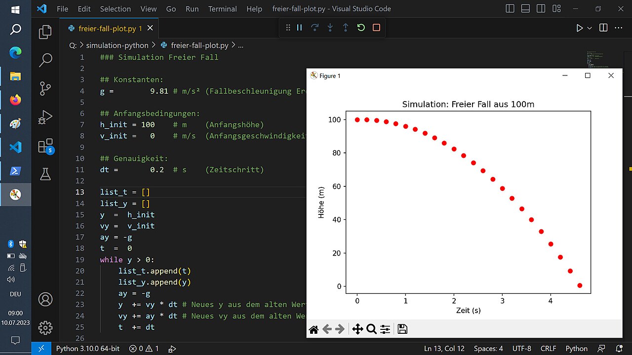 Mã nguồn Python trên VS Code với biểu đồ matplotlib