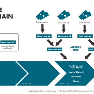 Luồng làm việc blockchain với giao dịch và consenso