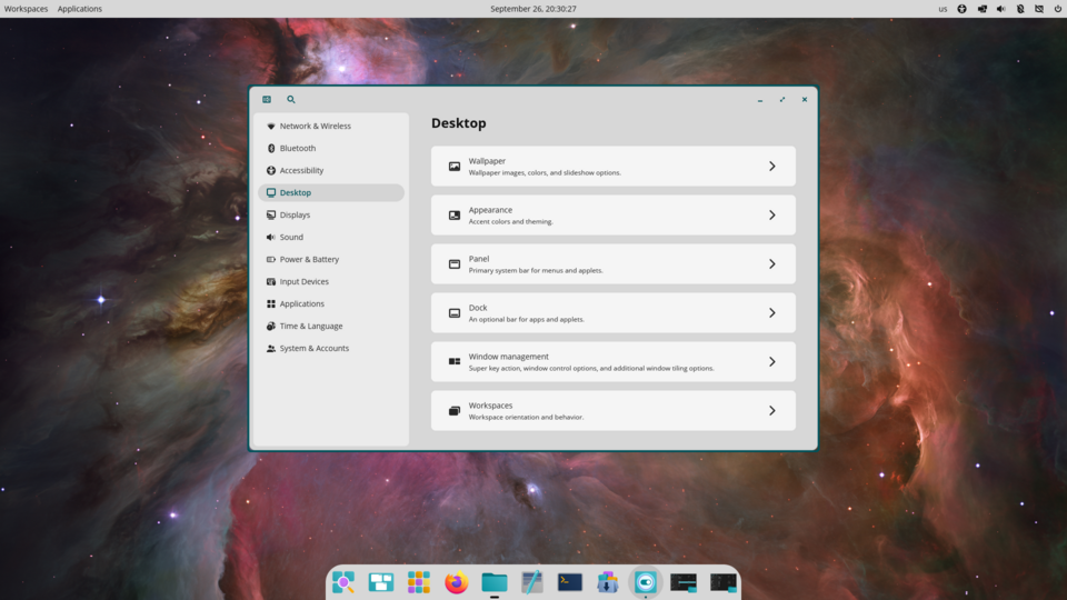 Desktop Pop!_OS với Cosmic Desktop