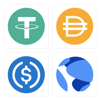 Biểu đồ so sánh thị phần stablecoin USDT, USDC, DAI