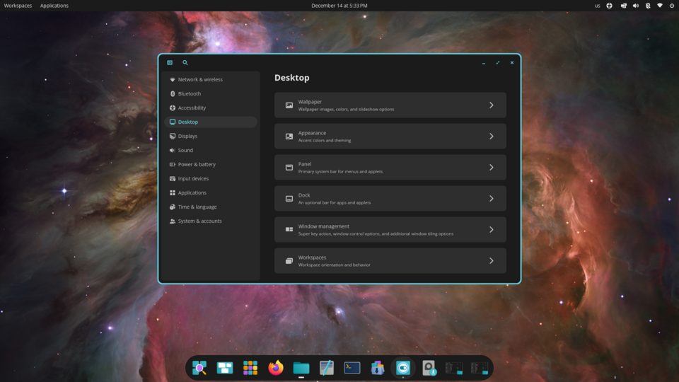 Pop!_OS 24.04 LTS desktop light dock