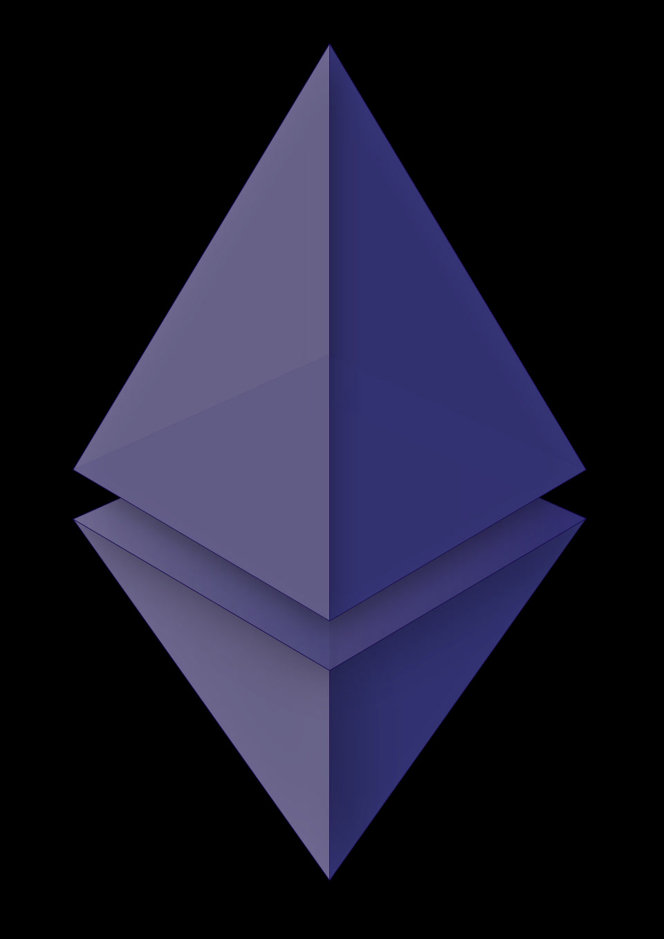 Logo Ethereum xanh lam trên nền tối
