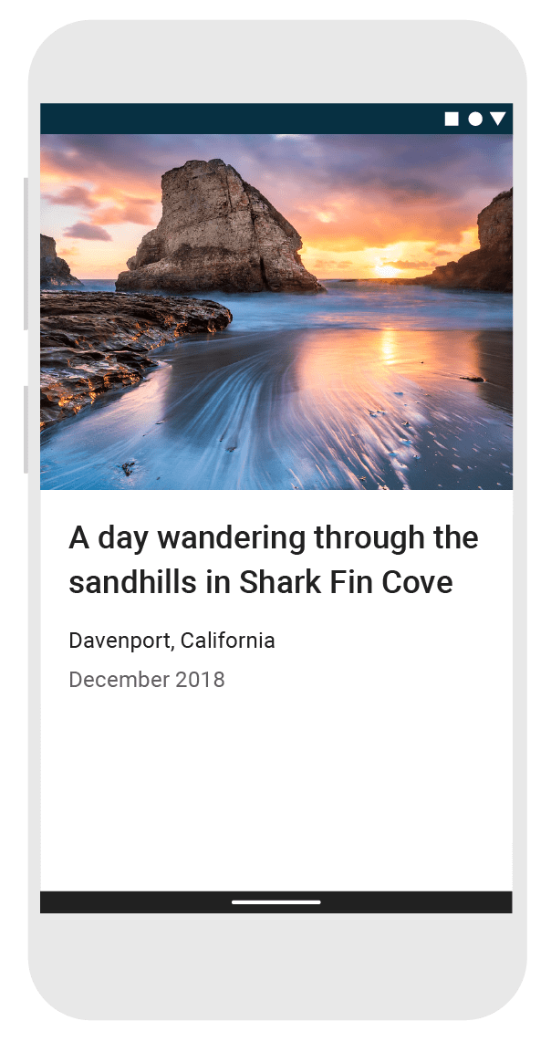 Minh họa layout Column với avatar, tên email và icon trên thiết bị Android