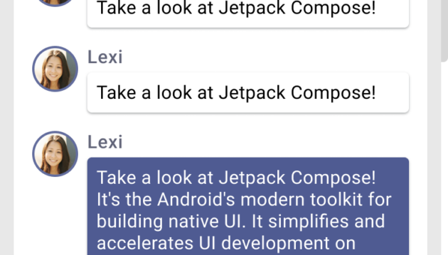 Giao diện Jetpack Compose trên thiết bị Android