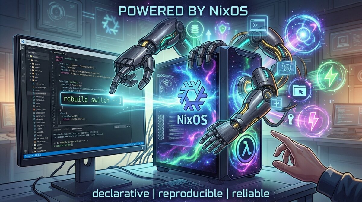 Môi trường desktop NixOS Linux với terminal
