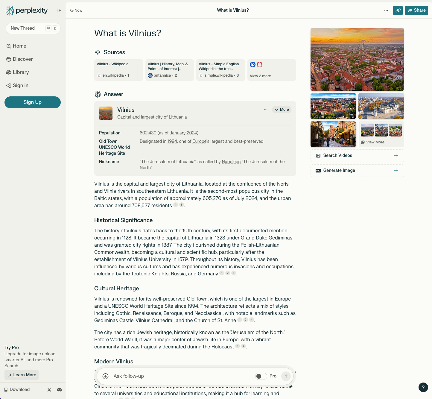 Screenshot Perplexity AI trả lời câu hỏi