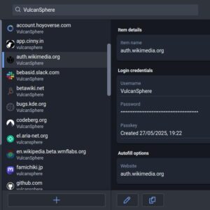 Bitwarden password manager interface