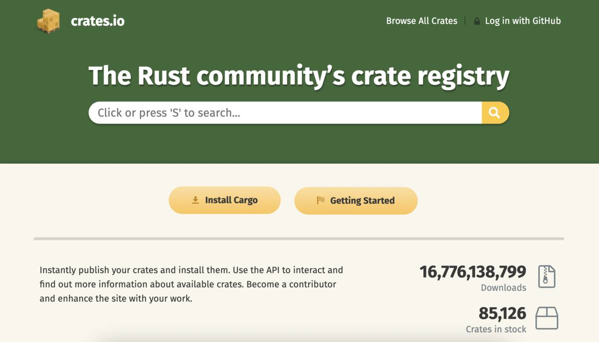 Crates.io - kho gói phần mềm Rust