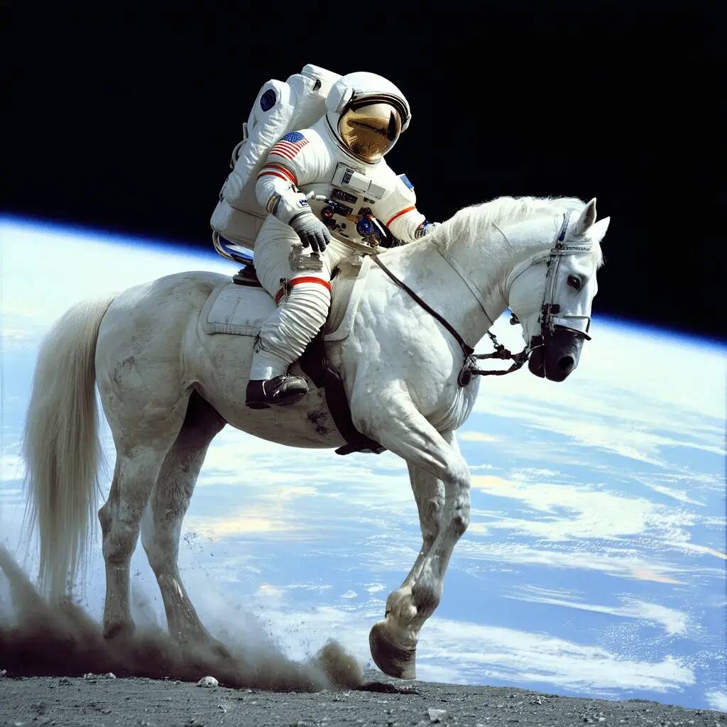 Ảnh AI tạo bởi Stable Diffusion 3.5 astronaut cưỡi ngựa