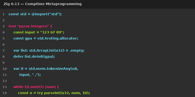 Ví dụ code Zig 0.13 với Comptime
