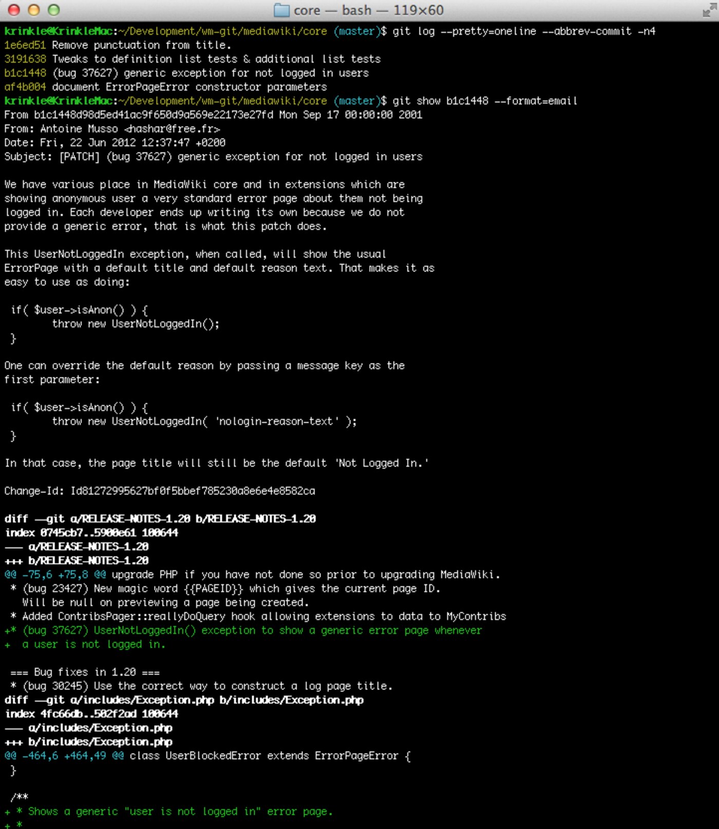Ảnh chụp terminal hiển thị lệnh git log --pretty=oneline với danh sách commit và thông điệp commit