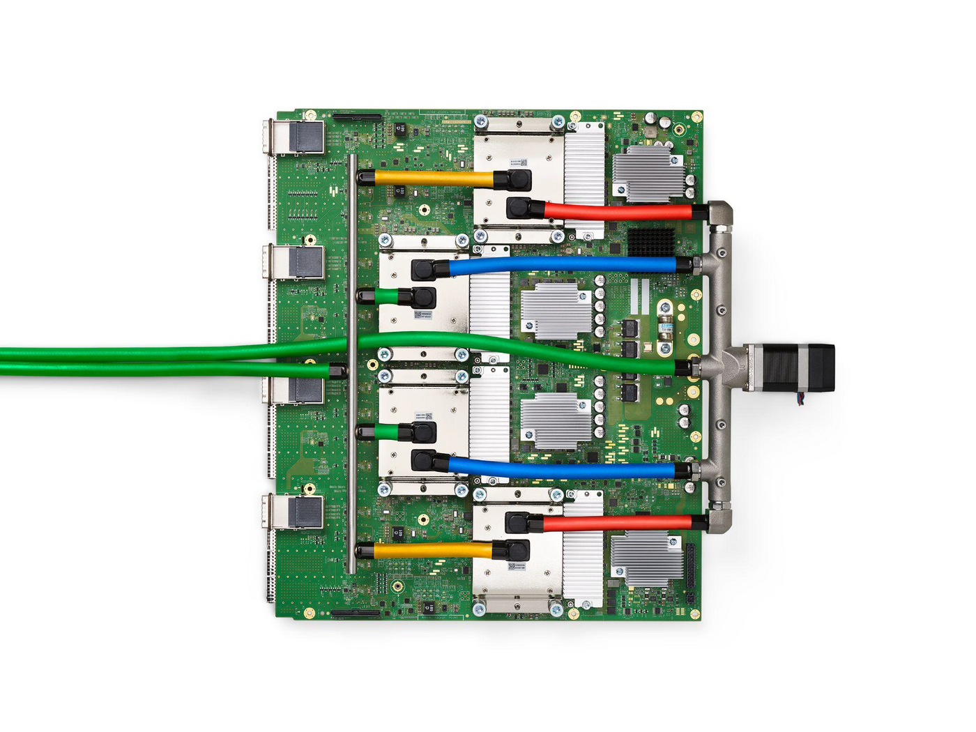 Package TPU v4 của Google gồm ASIC trung tâm và bốn stack HBM, kiến trúc AI accelerator quy mô trung tâm dữ liệu